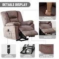 Electric Power Lift Recliner, Heavy Duty 350lbs Classic Velvet Sofa Chair for Elderly, Ergonomic Lounge Sofa with 5 Vibration Massage Modes and Heated Function, 3 Positions Lift, Dark Green, SS1827