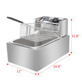 Deep Fryer Electric Deep Fryer with Basket and Lid, Large Capacity Deep Fryer Donut Deep Fryer, SEGMART Commercial Deep Fryer Stainless Steel Deep Fryer for Kitchen/Home Use, 6.3QT/6L/2500W, H622