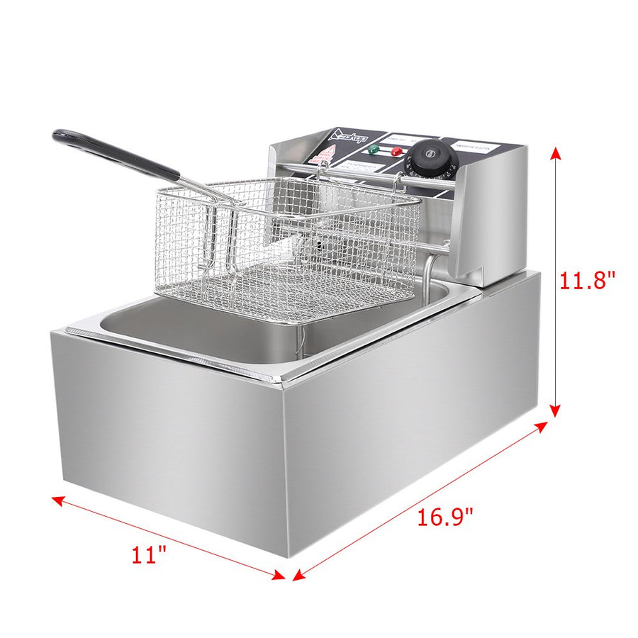 Deep Fryer Electric Deep Fryer with Basket and Lid, Large Capacity Deep Fryer Donut Deep Fryer, SEGMART Commercial Deep Fryer Stainless Steel Deep Fryer for Kitchen/Home Use, 6.3QT/6L/2500W, H622