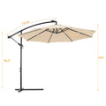 Offset Patio Umbrellas, 10FT Solar LED Outdoor Umbrella with 24 Led Lights, Hanging Cantilever Market Patio Umbrella with Crank, Cross Base, Backyard Offset Umbrella for Garden Pool, L6087
