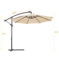 Outdoor Umbrella with Led Lights, 10FT Solar LED Offset Patio Umbrella, Hanging Cantilever Market Patio Umbrella with Crank, Cross Base, Backyard Offset Umbrella for Garden Pool, L