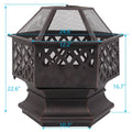 24-inch Outdoor Wood Burning Fire Pit, SEGMART Fire Pit with Flame-Retardant Lid, Hex-Shaped Steel Metal Fire Pit Fireplace w/Poker, Multifunctional Garden Terrace Fire Bowl Heater/BBQ/Ice Pit, S7043
