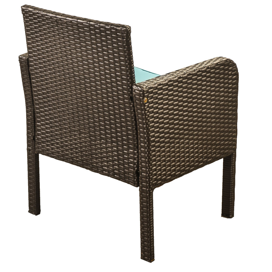 4 Piece Wicker Patio Set, Outdoor Patio Furniture Sets with Glass Dining Table, Loveseat & 2 Cushioned Chairs, Modern Conversation Sets with Coffee Table for Backyard, Porch, Garden, Poolside, L4636