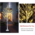 6 Feet Pre-Lit Christmas Tree with Lights, Upgraded 96 LED Birch Christmas Tree Christmas Ornament for Festival, Wedding, Party, Indoor and Outdoor Home Decoration, White, LL134