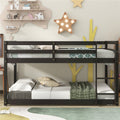 Twin over Twin Bunk Bed, SEGMART Wood Bunk Beds for Kids, Solid Bunk Bed Twin over Twin, Low Bunk Beds with Ladder/Rail, Space-Saving Bunk Beds for Small Rooms, No Box Spring Needed, Espresso, H1406