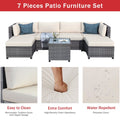 SEGMART 7 Piece Outdoor Bistro Wicker Sectional Conversation Sets, 2 Ottomans for Living Room, Porch, Backyard, 330lbs, S8354