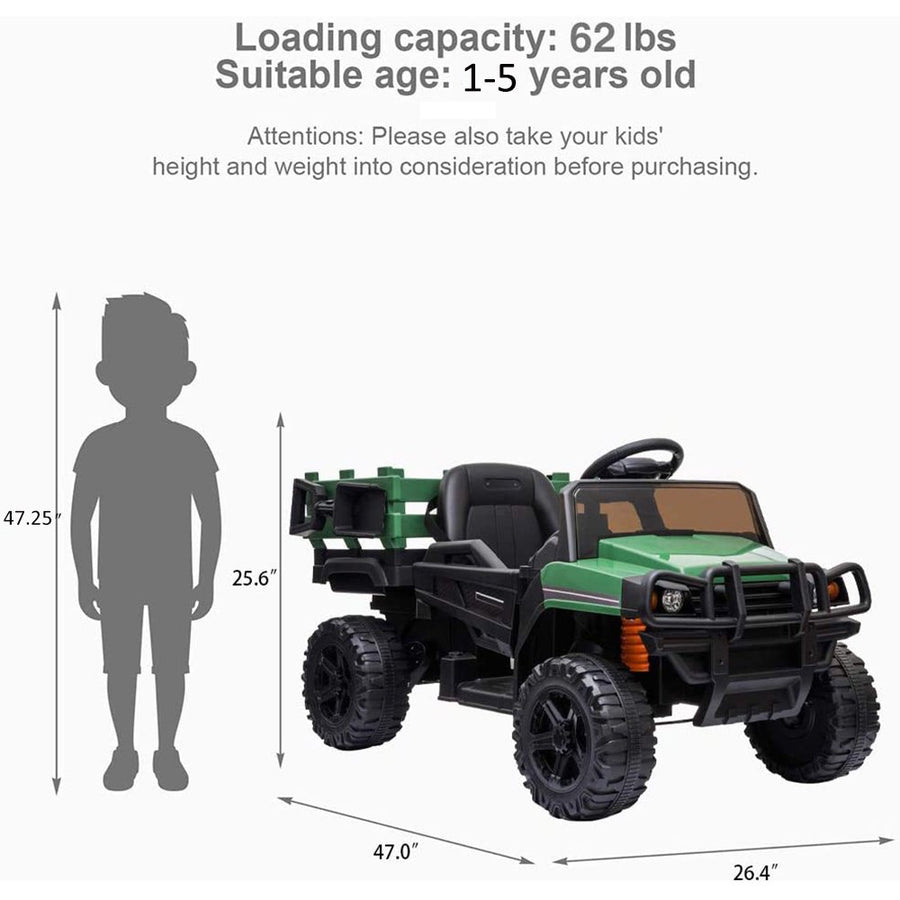 Upgrade Battery-Powered Tractor Cars for Kids, 12V Ride on Tractor Toys with Trailer, Boys Ride on Car Toy with Remote Control, 3 Speeds Ride on Toys for Boys Girls, Horn, LED Lights, Radio, L5774