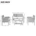 4 Piece Wicker Patio Set, Outdoor Patio Furniture Sets with Glass Dining Table, Loveseat & 2 Cushioned Chairs, Modern Conversation Sets with Coffee Table for Backyard, Porch, Garden, Poolside, L4636