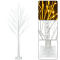 6 Feet Pre-Lit Christmas Tree with Lights, Upgraded 96 LED Birch Christmas Tree Christmas Ornament for Festival, Wedding, Party, Indoor and Outdoor Home Decoration, White, LL134