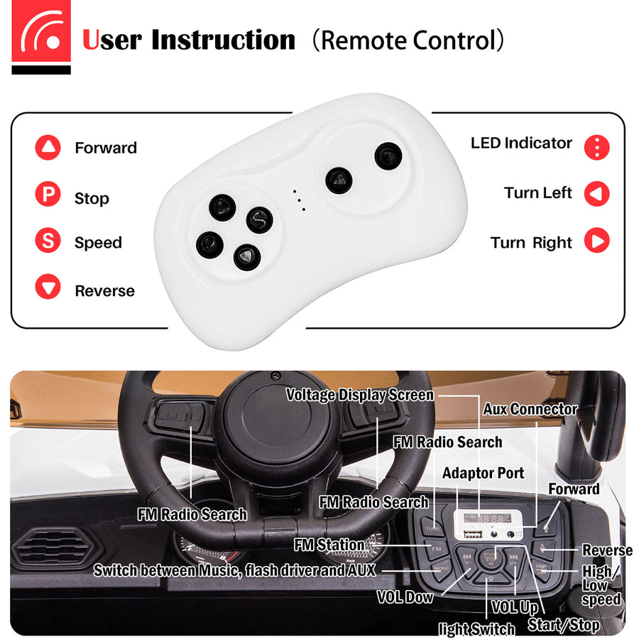 OFF-ROAD UTV WITH ROOF KIDS CARS 12V KIDS TOYS WITH R/C PARENTAL REMOTE ELECTRIC VEHICLES FOR BOYS GIRLS