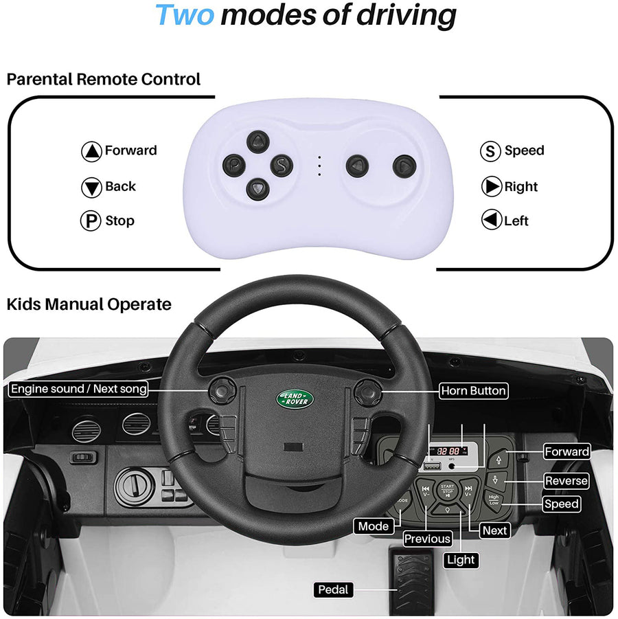 OFFICIAL LICENSED LAND ROVER KIDS CARS 12V KIDS TOYS WITH R/C PARENTAL REMOTE
