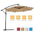 Outdoor Umbrella with Lights, 10FT Solar LED Offset Patio Umbrella, Hanging Cantilever Market Patio Umbrella with Crank, Cross Base, Backyard Offset Umbrella for Garden Pool Deck, L6085