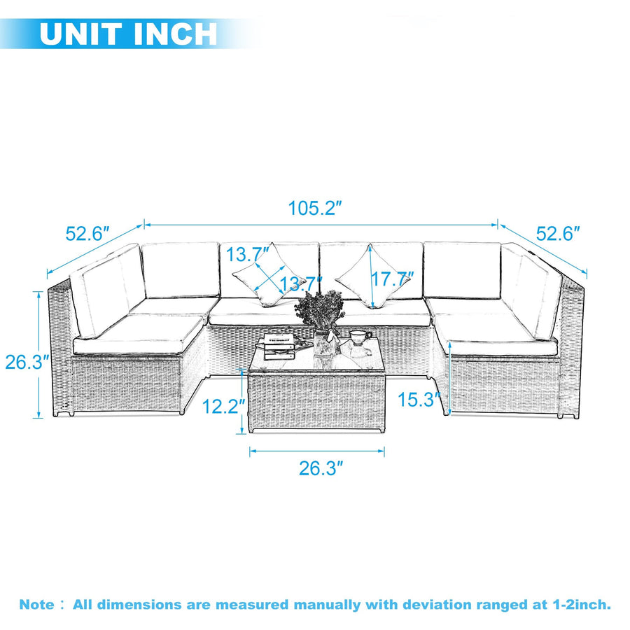 7 Piece Patio Conversation Furniture Sets