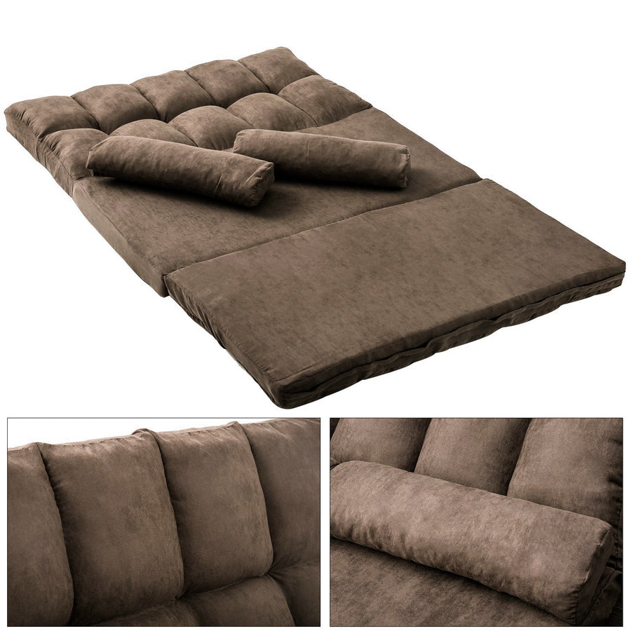Floor Sofa Bed, Foldable Double Chaise Lounge Sofa Chair with Two Pillows, Adjustable Floor Couch and Sofa for Living Room and Bedroom, Lazy Sofa Floor Chair for Gaming, Sleeper and Reading, L2791