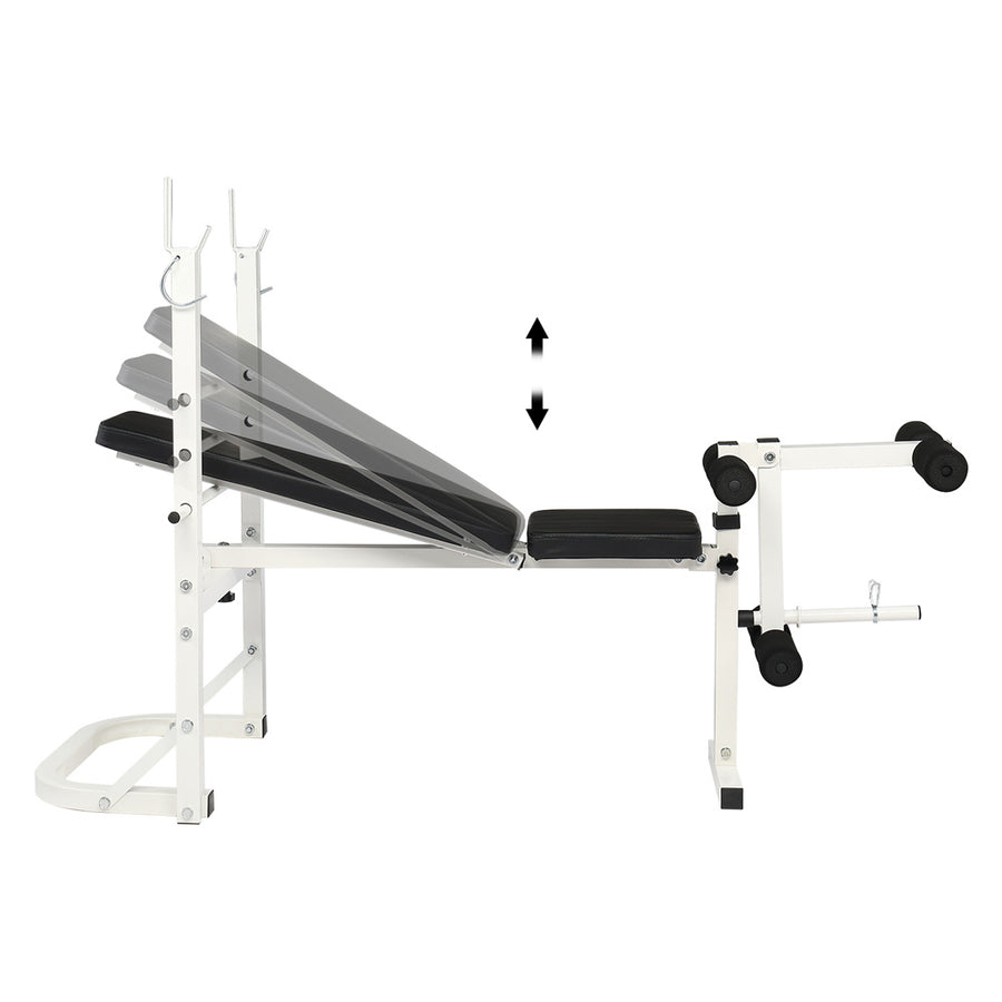 Gym Weight Bench, Adjustable Weight Bench with 6-roll Leg Developer, Incline Decline Workout Bench for Full Body, Heavy Duty Exercise Fitness Bench for Home, 440 lbs, L