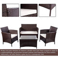 Patio Furniture Sets Clearance, 4 Piece Wicker Patio Set with Glass Dining Table, Loveseat & Cushioned Wicker Chairs, Modern Rattan Outdoor Conversation Sets for Backyard, Porch, Garden, LLL1722
