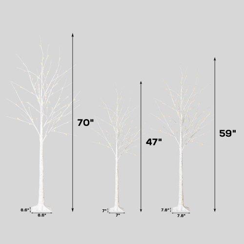 SEGMART 4FT 5 FT 6FT Pre-Lit Christmas Tree with Lights, 3 Piece Lighted LED Birch Christmas Tree, Lighted Tree and Branches for Festival, Wedding, Party, S05
