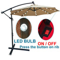 Patio Umbrella with Led Lights, 10FT Solar LED Offset Outdoor Umbrella, Hanging Cantilever Market Patio Umbrella with Crank, Cross Base, Backyard Offset Umbrella for Garden Pool Deck, L6089
