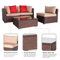 Patio Furniture Set Clearance, 4 Piece Patio Furniture Sets with Armless Sofa, Coffee Table, 2 Corner Sofas, 2 Pillows, All-Weather Patio Sectional Sofa Set with Cushions for Backyard Garden Pool, L