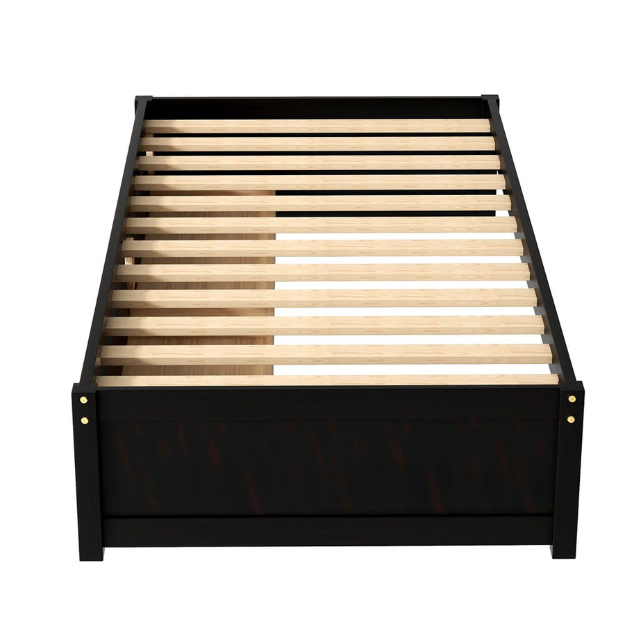 Twin Size Bed with 2 Drawers, SEGMART Twin Bed Frame with Storage, Twin Bed Frames for Kids/Adults/Teens, Bed Frame No Box Spring Needed, Platform Bed Frame with Wood Slat Support, Espresso, LLL4667