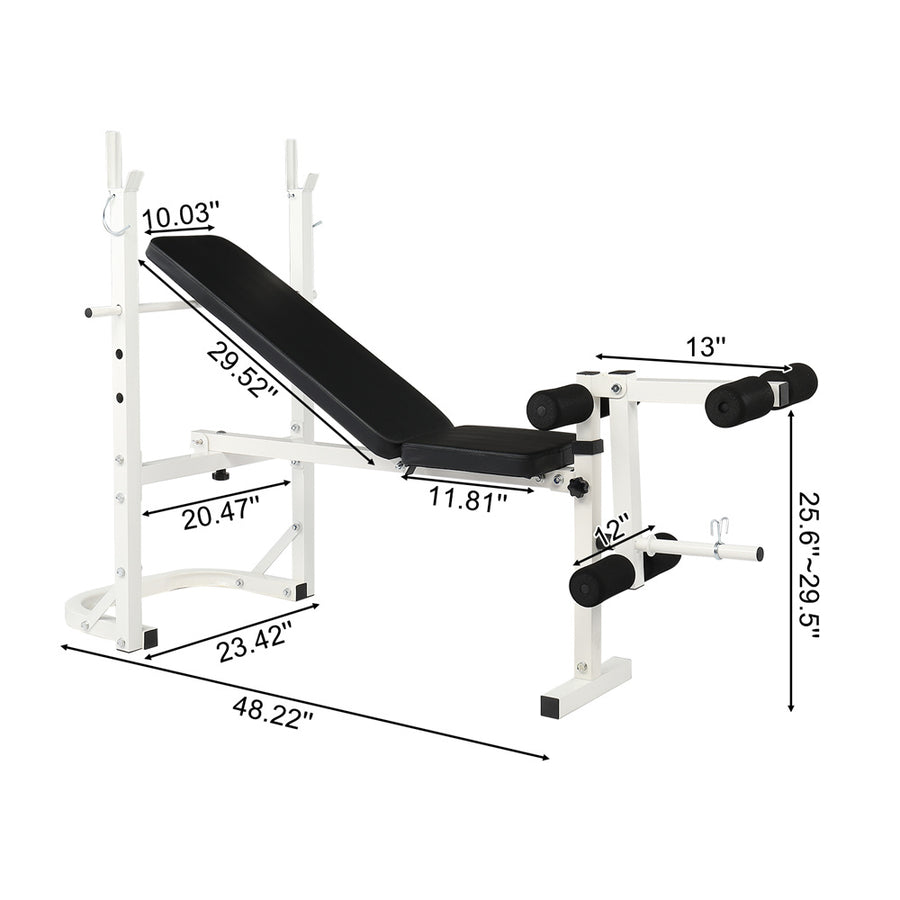 Gym Weight Bench, Adjustable Weight Bench with 6-roll Leg Developer, Incline Decline Workout Bench for Full Body, Heavy Duty Exercise Fitness Bench for Home, 440 lbs, L