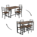 5-Piece Dining Room Table Set, Compact Wooden Kitchen Table and 4 Chairs with Metal Legs Dinette Sets, Industrial Style Kitchen Table and Chairs for Dining Room & Small Space