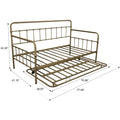 Twin Daybed with Trundle Included, SEGMART Twin Trundle Bed Frame with Metal Slat Support, Trundle Beds for Kids Teens, Daybed for Bedroom Guest Living Room, Bed Frame No Box Spring Needed, Brass