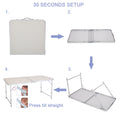 4FT Aluminum Alloy Folding Table, Indoor Outdoor Portable Foldable Plastic Dining Table, Lightweight Rectangular Table with Adjustable Height & Carrying Handle for Party Picnic Beach Camping, B280
