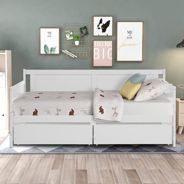 SEGMART Captain’s Bed, Modern Daybed Bed with 2 Storage Drawers, S15
