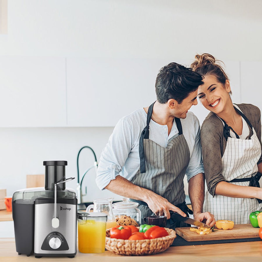Vegetable Juicer Juice Extractor, SEGMART 600W Orange Juicer Cold Press Juicer Machine, 3 Speed Electric Juicer Wide Mouth, Fruit Juicer with Overheating Protection, Easy Clean, Stainless Steel, H1744