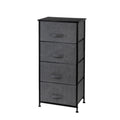 4-Drawer Dresser Organizer Tower, Tall Slim Storage Dresser Narrow Furniture Unit with Wood Top, 4 Drawer Removable Fabric Bins, Brown, SS2337
