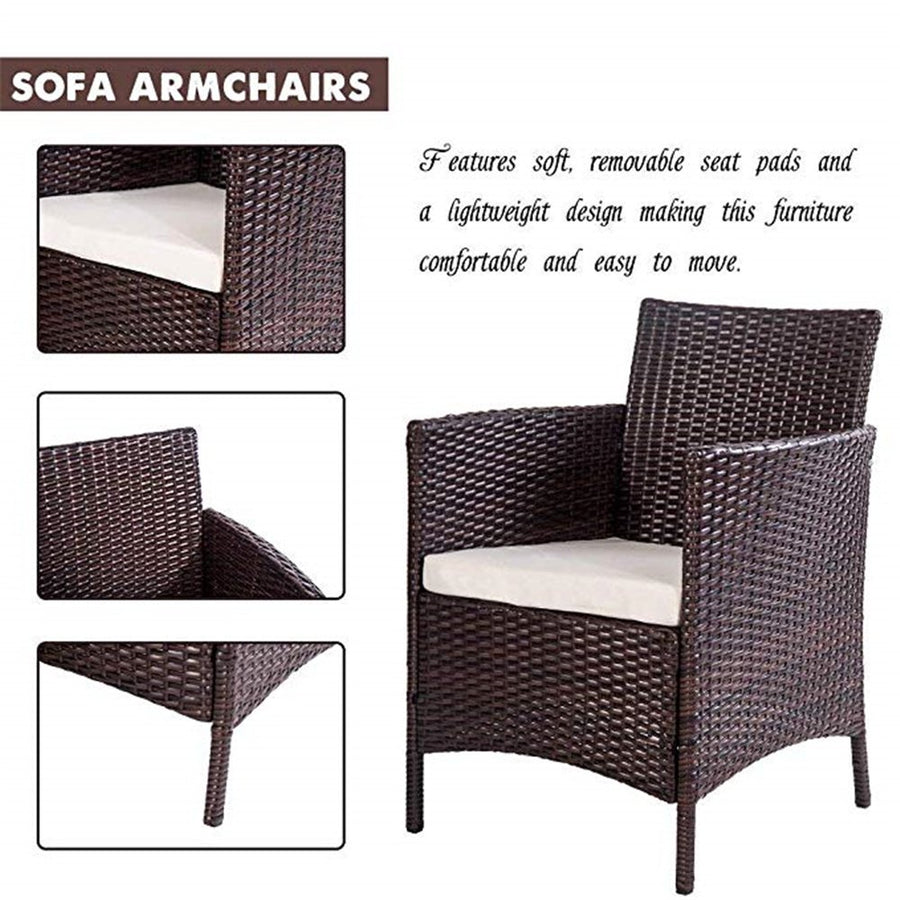 Patio Furniture Sets Clearance, 4 Piece Wicker Patio Set with Glass Dining Table, Loveseat & Cushioned Wicker Chairs, Modern Rattan Outdoor Conversation Sets for Backyard, Porch, Garden, LLL1722