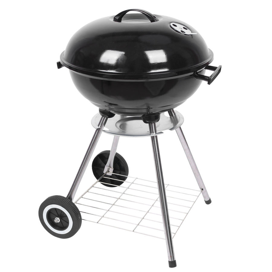 Portable BBQ Grills Clearance Charcoal with Wheels, Upgrade Steel Camping Grill, Outdoor Charcoal Grills for Barbecue Picnic Trailing Camping Outdoor, 18-Inch, Black