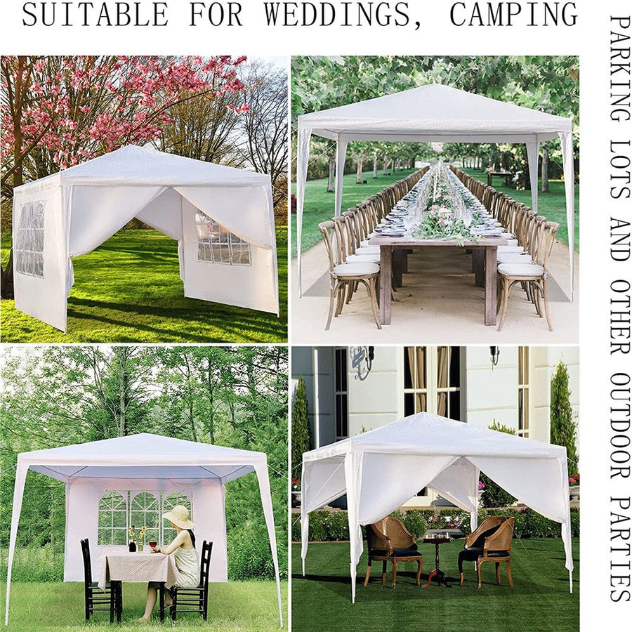Canopy Party Tent for Outside,10' x 10' Outdoor Canopy Tent with 4 Side Walls, SEGMART Upgraded Outdoor Party Wedding Tent, White Backyard Tent for Catering Garden Beach Camping, L172