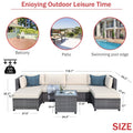 SEGMART 7 Piece Outdoor Bistro Wicker Sectional Conversation Sets, 2 Ottomans for Living Room, Porch, Backyard, 330lbs, S8354