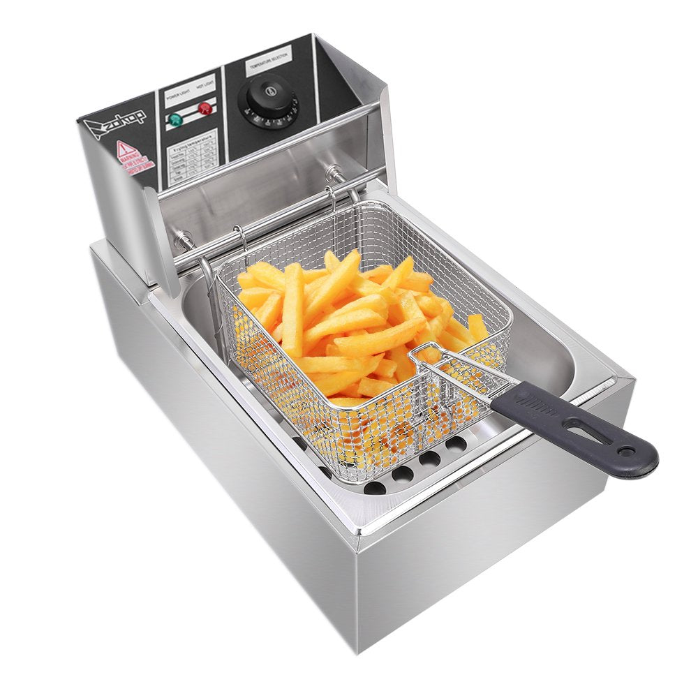 FROTH & FLAVOR Electric Deep Fryer 2500 Watt, 6 Litre, Colour SILVER, Lid  Cover