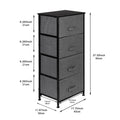4-Drawer Dresser Organizer Tower, Tall Slim Storage Dresser Narrow Furniture Unit with Wood Top, 4 Drawer Removable Fabric Bins, Brown, SS2337