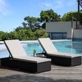 Segmart® Outdoor Lounge Chairs, 3Pcs Patio Chaise Lounge Chairs Furniture Set with Adjustable Back and Coffee Table, All-Weather Rattan Reclining Lounge Chair for Beach, Backyard, Porch, Garden, Pool, L4550
