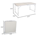 4FT Aluminum Alloy Folding Table, Indoor Outdoor Portable Foldable Plastic Dining Table, Lightweight Rectangular Table with Adjustable Height & Carrying Handle for Party Picnic Beach Camping, B280