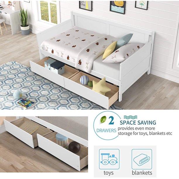 SEGMART Modern Daybed Bed with 2 Storage Drawers