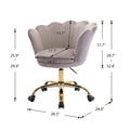 Office Desk, Modern Swivel Velvet Office Chair, Ergonomic Vanity Armchair with Padded Back Seat, Height Adjustable Mid Back Computer Desk Chair for Living Room/Bedroom, Gray, LL344