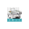 Fold Laptop Desk for Bed, Portable Laptop Bed Tray with Legs, Small Lazy Laptop Bed Tray with iPad Slots, Gray Laptop Table for Adults/Students/Kids, Eating Working Desk for Couch/Sofa/Floor, L