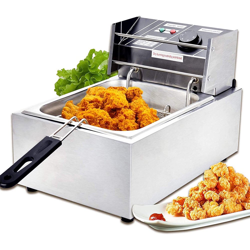 FROTH & FLAVOR Electric Deep Fryer 2500 Watt, 6 Litre, Colour SILVER, Lid  Cover