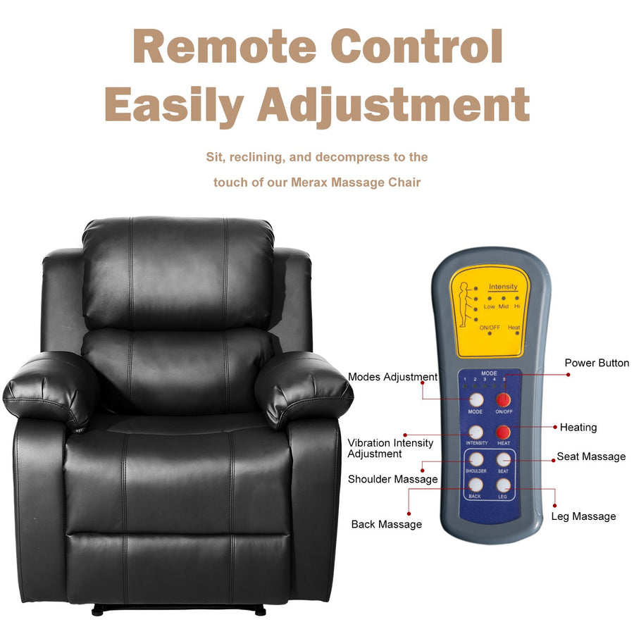 Oversized Recliner Chairs on Clearance, Massage Recliner Chair with Heat for elderly, High-Grade PU Leather Sofa Lounge Chair with 8 Vibration Points, Safety Ergonomic Recliner Sofa, L