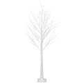 6 Feet Christmas Tree with 96 LED Lamp, White Birch Christmas Tree with Warm White LED Lights & PVC Stand, for Christmas Holiday Party Decorations Tree Plugin Indoor Outdoor Use, Warm White, S6933