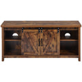 Farmhouse TV Stand for TV's up to 50", Sliding Barn Door Wood TV Console Table with Storage Shelves, Universal Home Media Entertainment Center for Living Room, LLL705