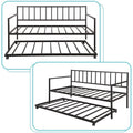 Twin Metal Trundle Bed Frame, SEGMART Twin Trundle Beds with Trundle Included, Daybed & Trundle with Metal Slat Support, Twin Daybed for Adults Kids Teens, Bed Frame No Box Spring Needed, Black