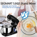 Kitchen Stand Mixer, Black 5.8QT Tilt-Head Electric Stand Mixer with Handle, 660W 6-Speed Food Dough Mixer with Stainless Steel Bowl/Dough Hook/Beater/Whisk/Spatula for Baking, Cake, Cookie, HJ158