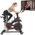 Indoor Cycling Bike, Smooth Belt Drive Stationary Exercise Bike, Bicycle Stationary Bike with Bottle Holder and Comfortable Seat Cushion for Home Cardio Gym Workout, I7866