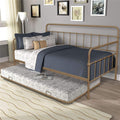 Twin Daybed with Trundle Included, SEGMART Twin Trundle Bed Frame with Metal Slat Support, Trundle Beds for Kids Teens, Daybed for Bedroom Guest Living Room, Bed Frame No Box Spring Needed, Brass